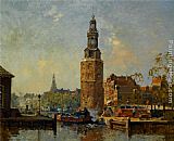 Cornelis Vreedenburgh A view of the Montelbaanstoren Amsterdam painting
